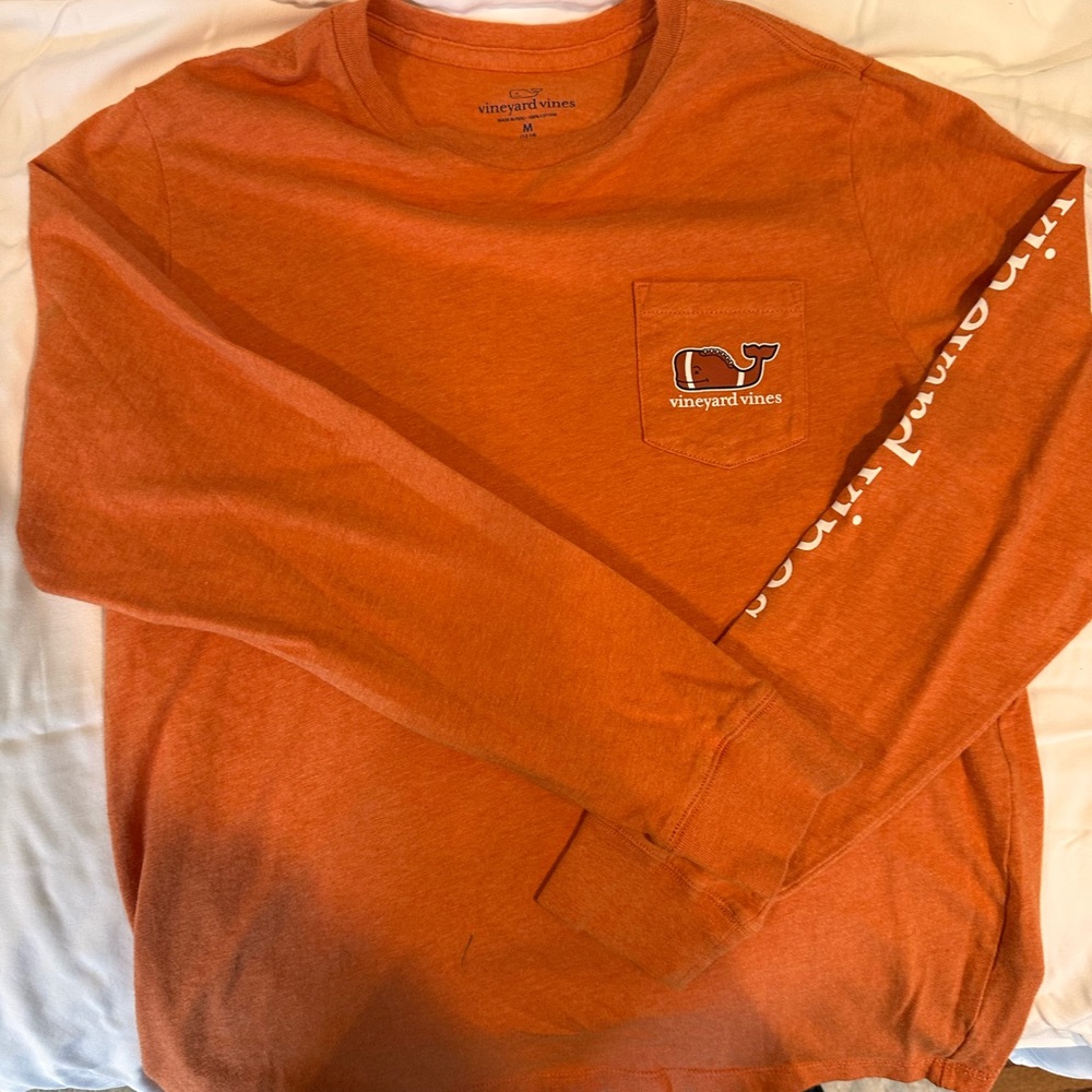 Vineyard Vines Orange Long Sleeve Football Shirt